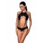 Боді з еко-шкіри Passion Tamaris Body black L/XL: з ремінцями та перфорацією