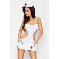 Костюм медсестры AKKIE SET white L/XL - Passion, сорочка, трусики, шапочка